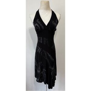 La Belle Women's sz S Black Halter Handkerchief Hem Dress Y2K club cocktail